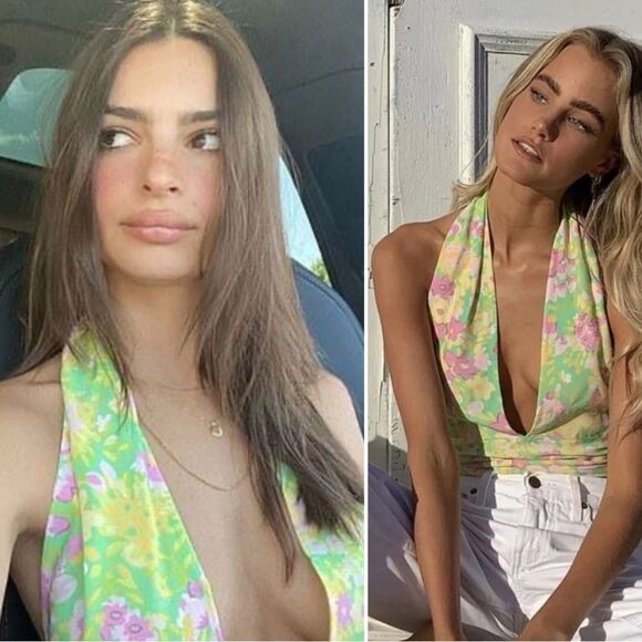 NWOT With Jean Rendezvous Green Floral Halter Top Small - Picture 1 of 3